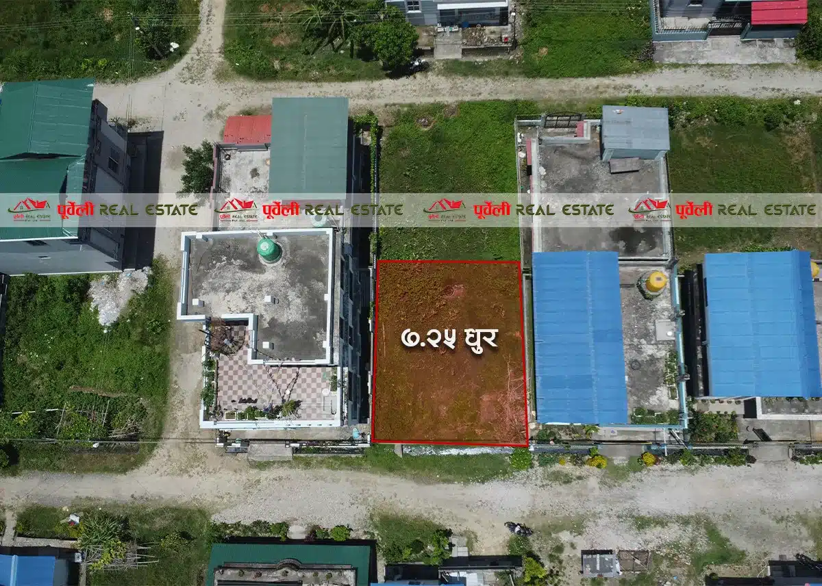 दमक–०२, ताराबारी डिपु सडक देखि २० मिटर उत्तर उत्कृष्ट जग्गाको टुक्रा बिक्रीमा | A prime piece of land is for sale, located 20 meters north from Tarabari Dipu Road, Damak–02.