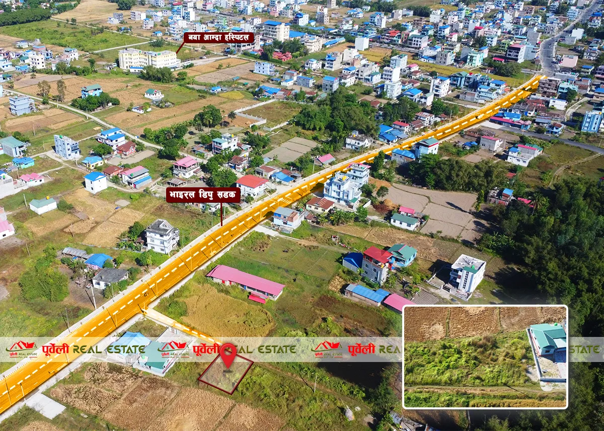 दमक–०४, नया आम्दा को चौ  बाटो देखि ३०० मिटर  पश्चिम मा ८.७५ धुर जग्गा बिक्रीमा आएको छ | Damak-04, 8.75 Dhur Land for Sale – 300 Meters West from Naya Aamda Chow Road