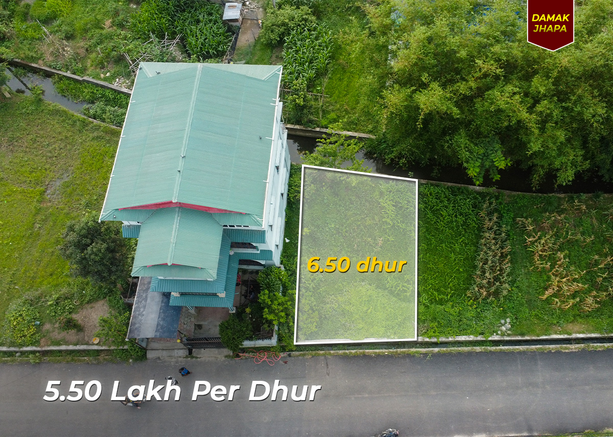 दमक–०४, भाटभटेनी उत्तरमा ६.५० धुर नेट जग्गा बिक्रीमा | Damak-04, North of Bhatbhateni – 6.50 Dhur Land for Sale